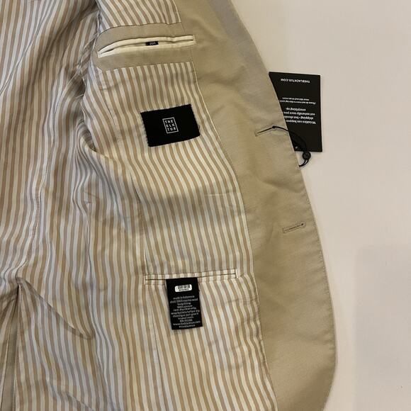 THE BLK TUX Men's TOLLEGNO 1900 Beige Suit Jacket 100% Italian Merino Wool - Picture 12 of 12